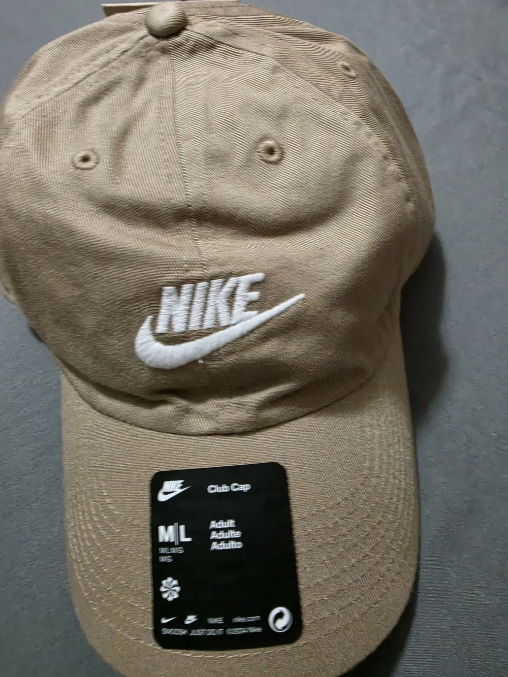 NWT Nike Unisex Club Futura Wash Cap Size M/L Beige Tan Khaki Adjustable Hat